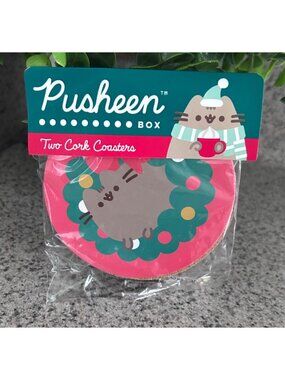 Pusheen Box Exclusive Two Cork Coasters Christmas Holiday